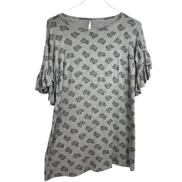 Uncle Frank By Anthropologie Gray Cactus Ruffle Sleeves Mini Dress Medium - Picture 1 of 7